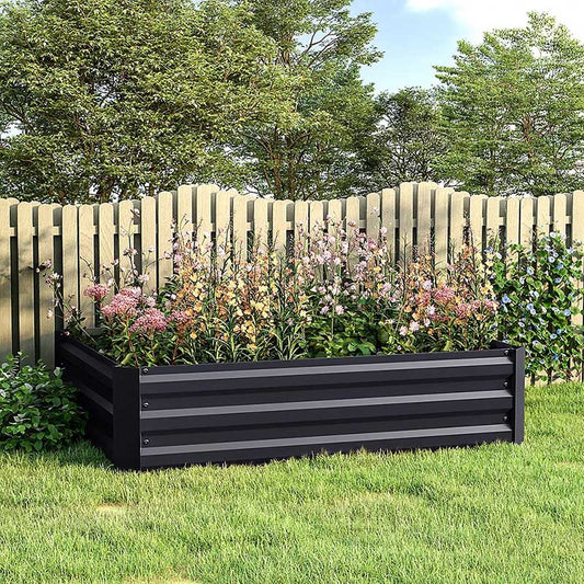 RELYARD 4x2 GALVANIZED STEEL RAISED GARDEN BED PLANTER BOX