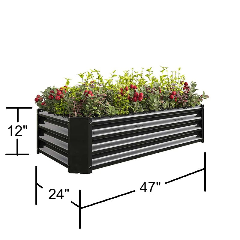 RELYARD 4x2 GALVANIZED STEEL RAISED GARDEN BED PLANTER BOX