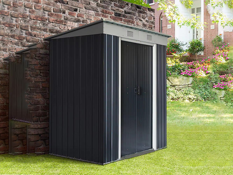 RELYARD 4X6 METAL OUTDOOR STORAGE GARDEN SHED (1700 Series) 5'-7" DOOR HEIGHT