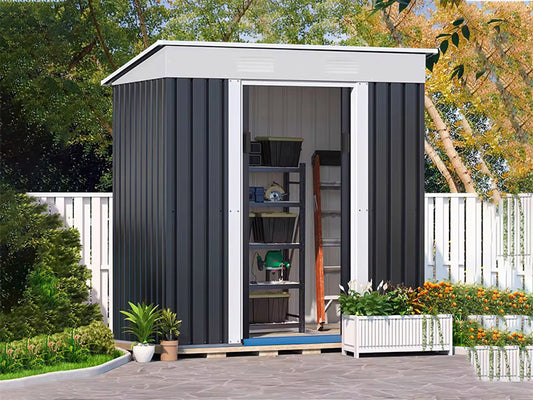 RELYARD 4X6 METAL OUTDOOR STORAGE GARDEN SHED (1700 Series) 5'-7" DOOR HEIGHT