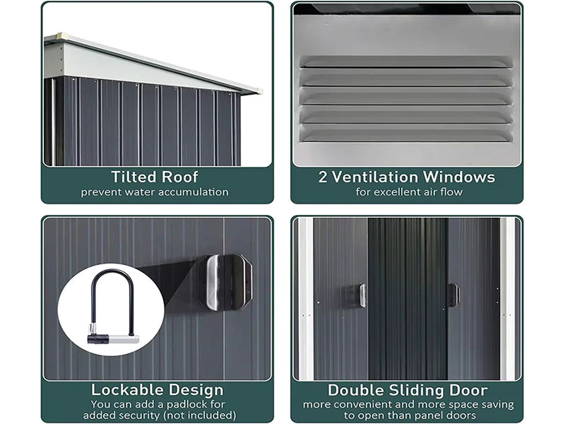 RELYARD 4X7 METAL OUTDOOR STORAGE GARDEN SHED (1700 Series) 5'-7" DOOR HEIGHT