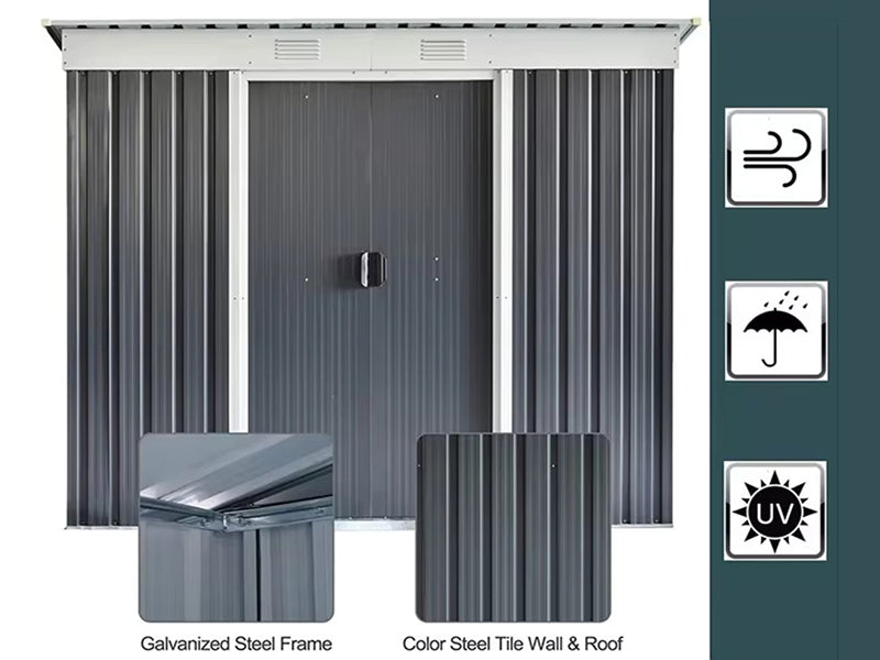 RELYARD 4X7 METAL OUTDOOR STORAGE GARDEN SHED (1700 Series) 5'-7" DOOR HEIGHT