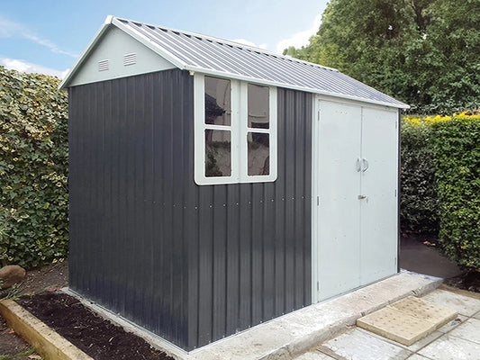 RELYARD 6x8 METAL COTTAGE GARDEN SHED WITH WINDOW (1700 Series) 5'-9" DOOR HEIGHT