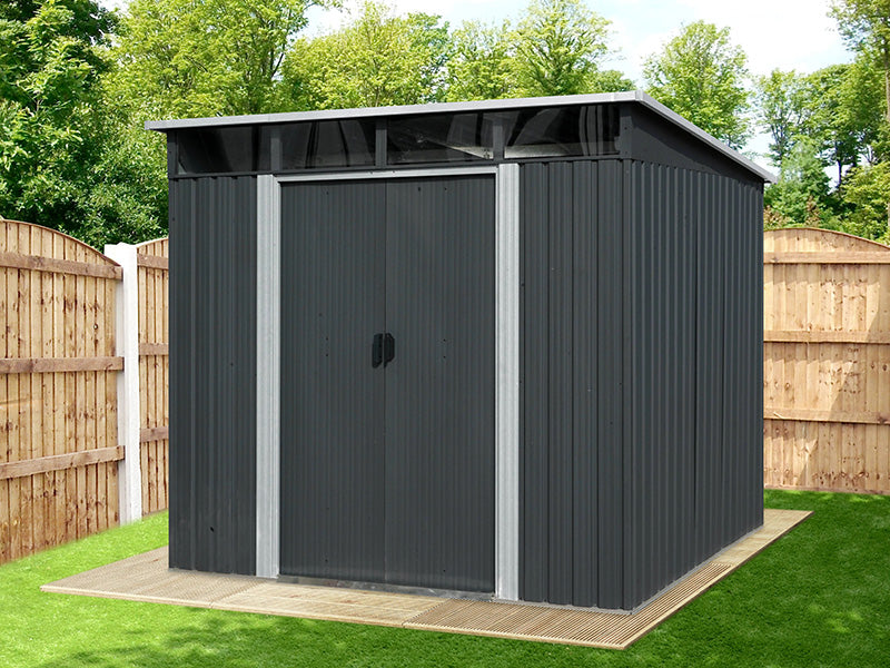 RELYARD 6x8 METAL OUTDOOR STORAGE GARDEN SHED WITH SKYLIGHT (1700 Series) 5'-8" DOOR HEIGHT