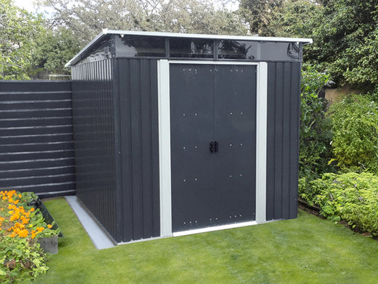 RELYARD 6x8 METAL OUTDOOR STORAGE GARDEN SHED WITH SKYLIGHT (1700 Series) 5'-8" DOOR HEIGHT