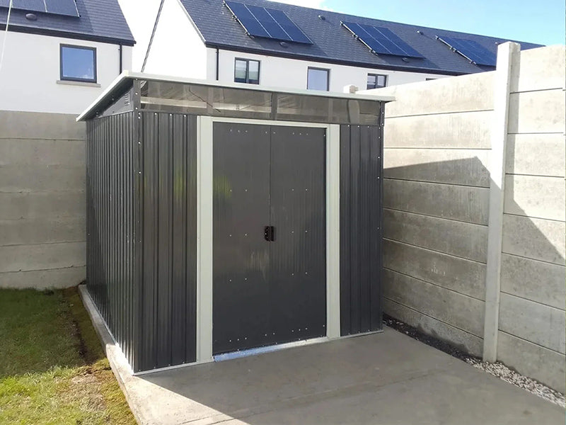 RELYARD 6x8 METAL OUTDOOR STORAGE GARDEN SHED WITH SKYLIGHT (1700 Series) 5'-8" DOOR HEIGHT