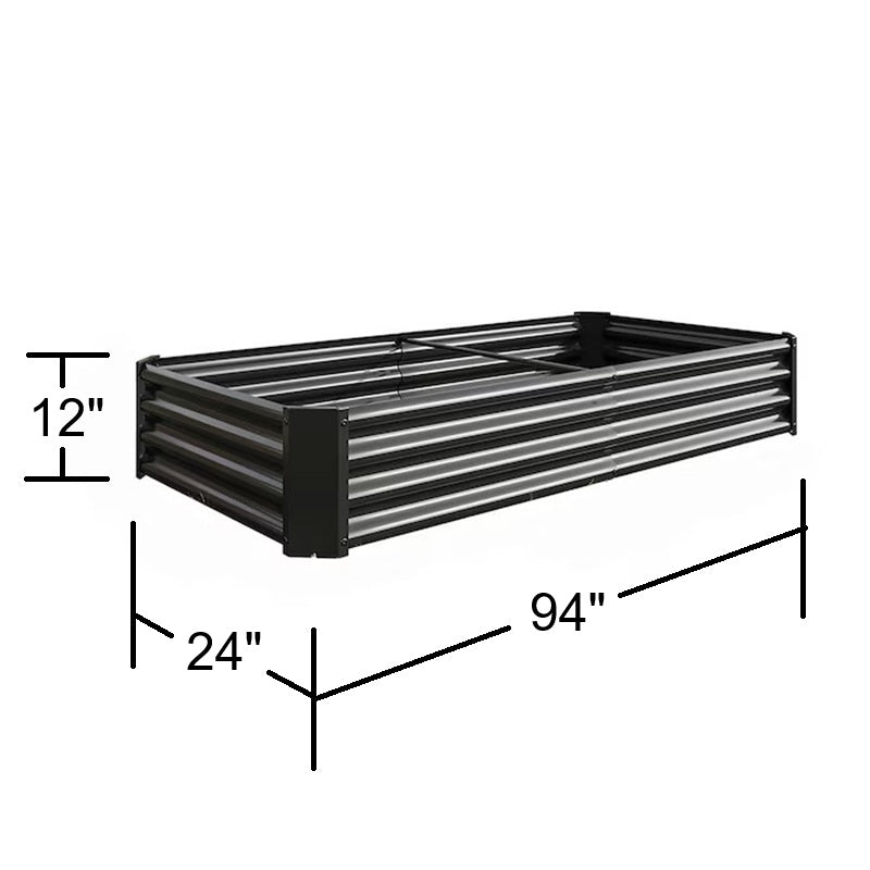 RELYARD 8x2 GALVANIZED STEEL RAISED GARDEN BED PLANTER BOX