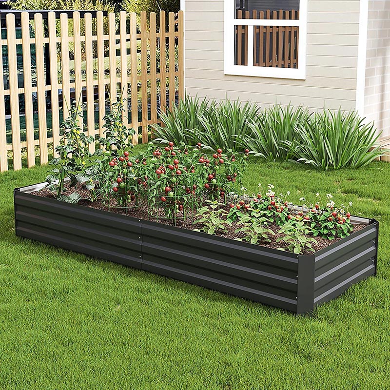 RELYARD 8x4 GALVANIZED STEEL RAISED GARDEN BED PLANTER BOX