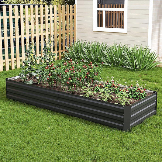 RELYARD 8x4 GALVANIZED STEEL RAISED GARDEN BED PLANTER BOX