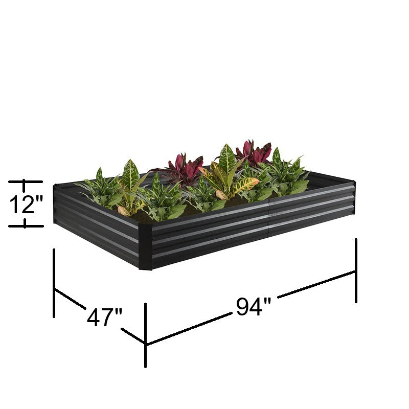 RELYARD 8x4 GALVANIZED STEEL RAISED GARDEN BED PLANTER BOX