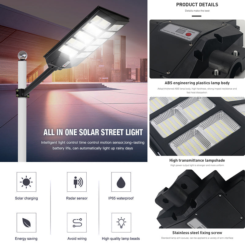 RELYARD 400W 3000Lumen/ 500W 4000Lumen, Outdoor All-In-One Solar Power LED Light With Motion Sensor