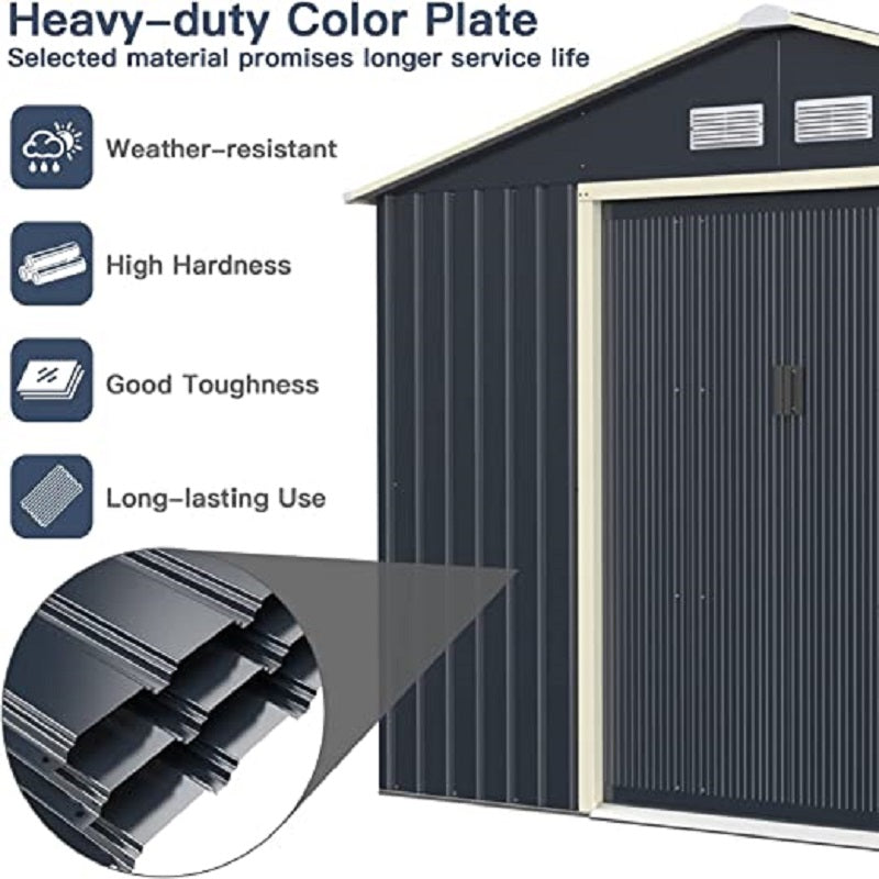 RELYARD 8X8 METAL OUTDOOR STORAGE GARDEN SHED