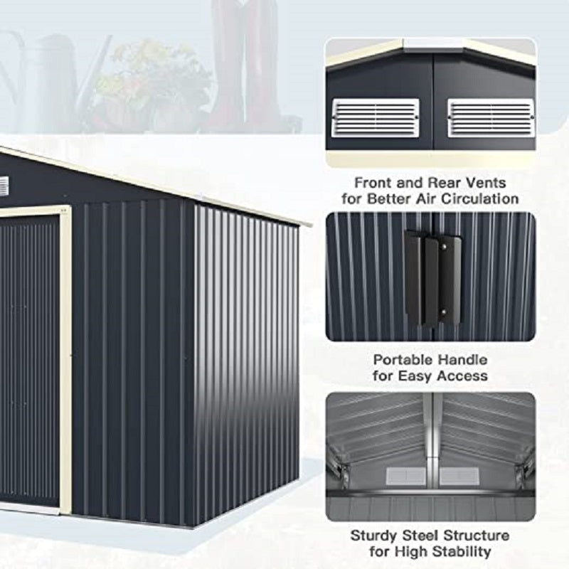 RELYARD 8X8 METAL OUTDOOR STORAGE GARDEN SHED