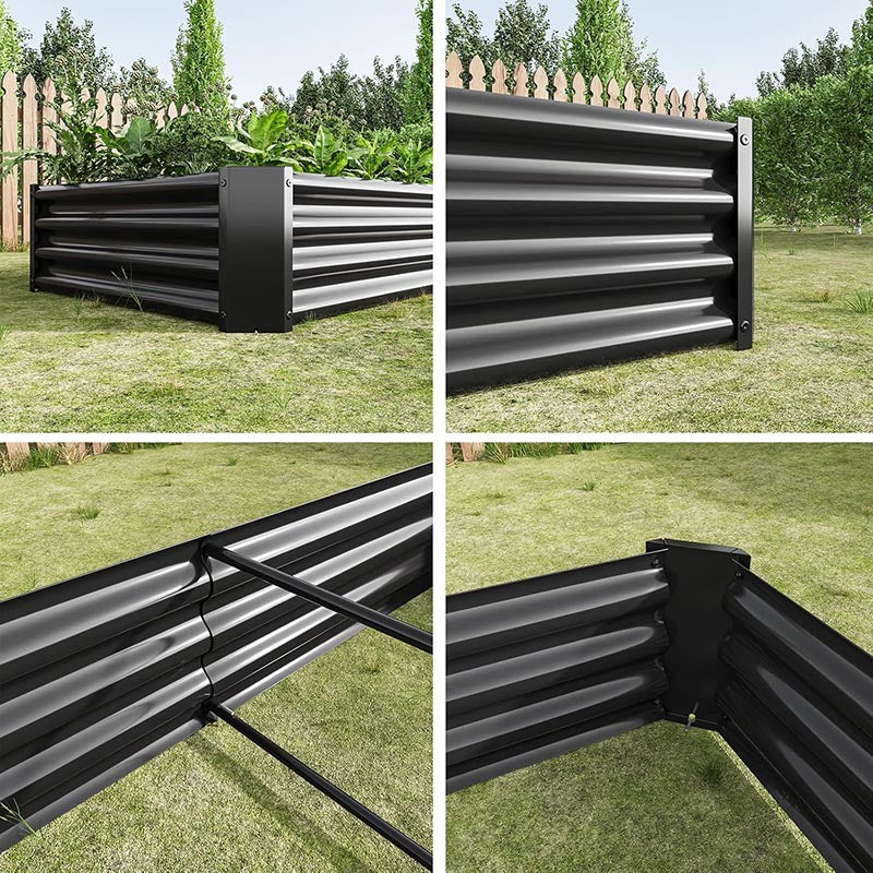 RELYARD 4x2 GALVANIZED STEEL RAISED GARDEN BED PLANTER BOX