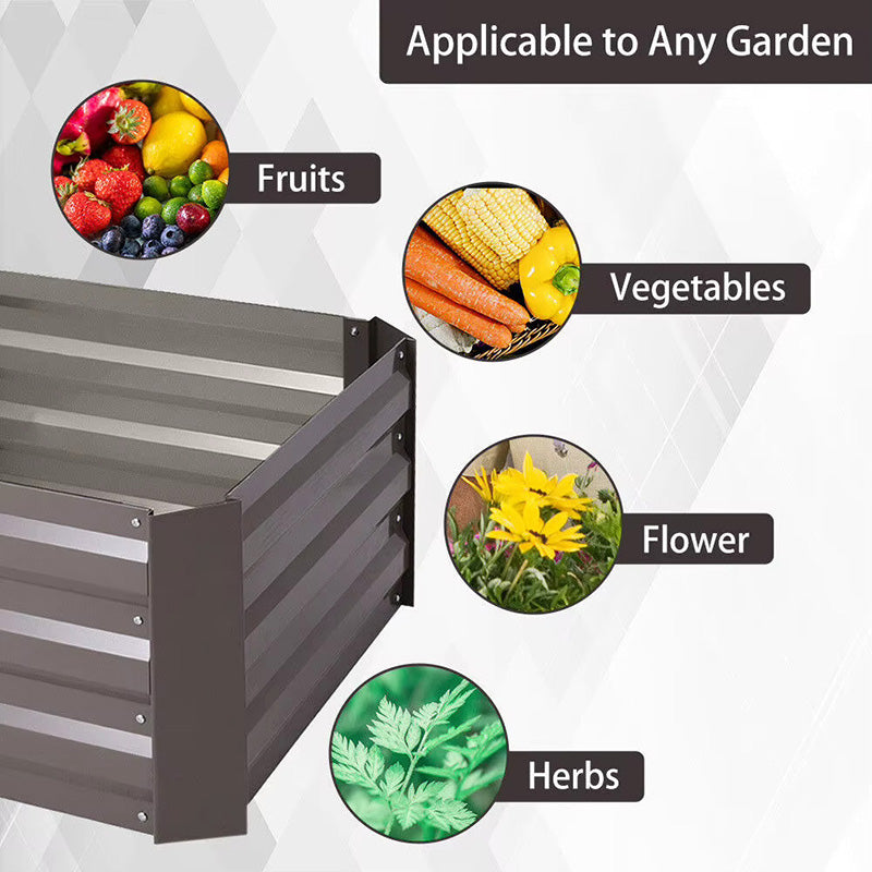 RELYARD 4x2 GALVANIZED STEEL RAISED GARDEN BED PLANTER BOX