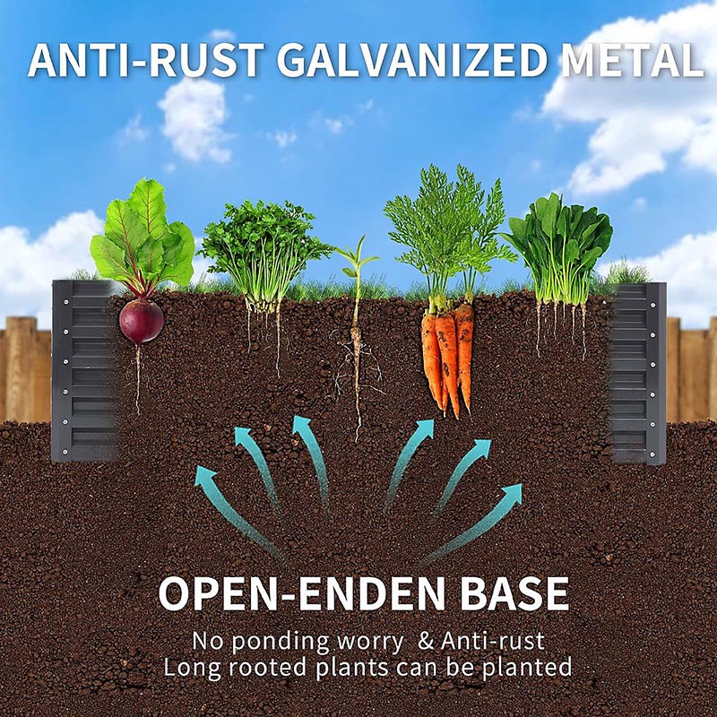 RELYARD 4x2 GALVANIZED STEEL RAISED GARDEN BED PLANTER BOX