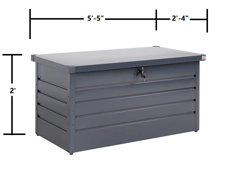 RELYARD 2x5 600L 132GAL METAL OUTDOOR STORAGE PATIO DECK BOX
