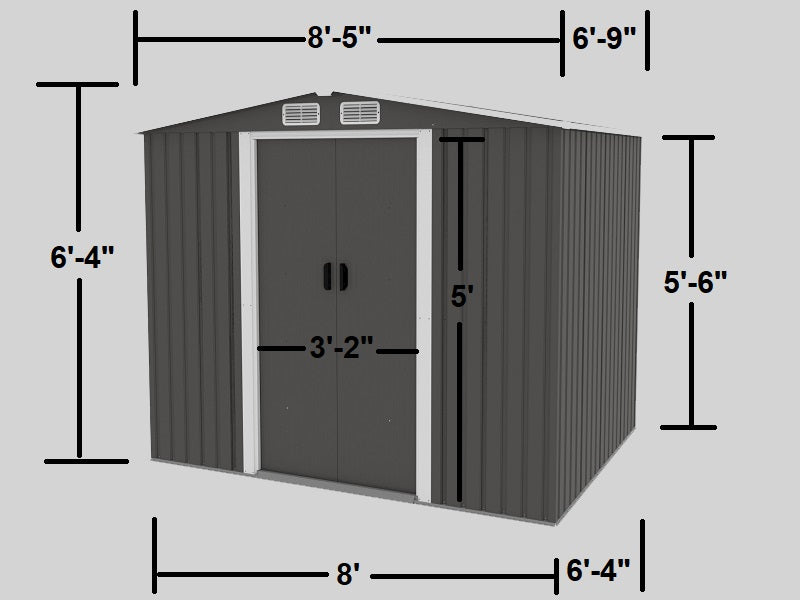 RELYARD 6X8 METAL OUTDOOR STORAGE GARDEN SHED