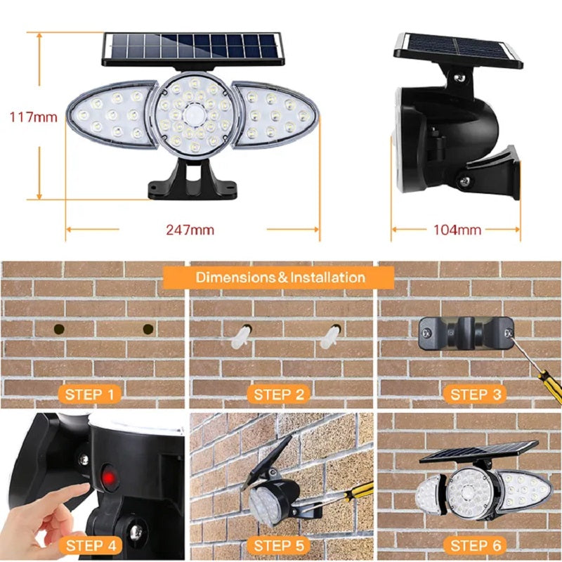 RELYARD 400LM Outdoor Solar Power LED Lamp Wall Mounted With Motion Sensor