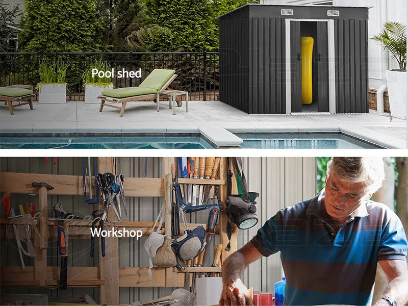 RELYARD 4X8 METAL OUTDOOR STORAGE GARDEN SHED