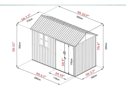 RELYARD 6x10 METAL COTTAGE GARDEN SHED WITH WINDOW (1700 Series)