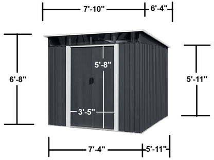 RELYARD 6x8 METAL OUTDOOR STORAGE GARDEN SHED WITH SKYLIGHT (1700 Series)