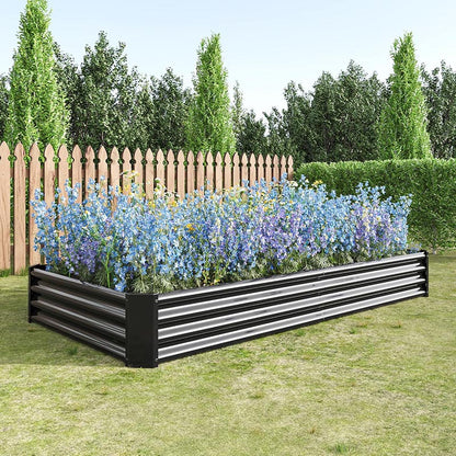 RELYARD 8x2 GALVANIZED STEEL RAISED GARDEN BED PLANTER BOX