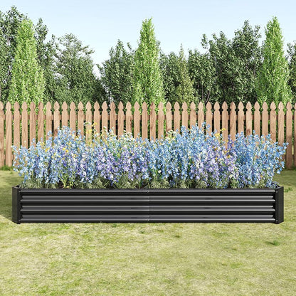 RELYARD 8x4 GALVANIZED STEEL RAISED GARDEN BED PLANTER BOX