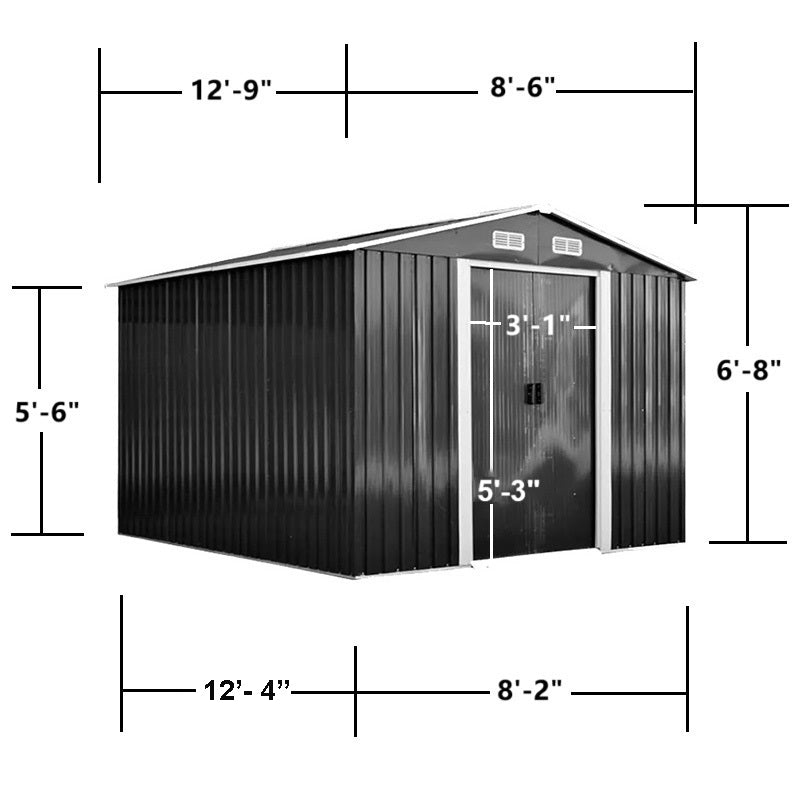RELYARD 12x8 METAL OUTDOOR STORAGE GARDEN SHED