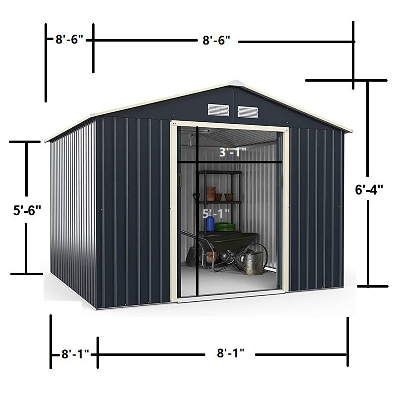 RELYARD 8X8 METAL OUTDOOR STORAGE GARDEN SHED