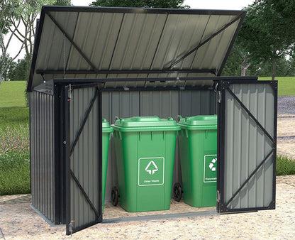 RELYARD 6X3 METAL GARBAGE SHED FOR 3 BINS OUTDOOR STORAGE
