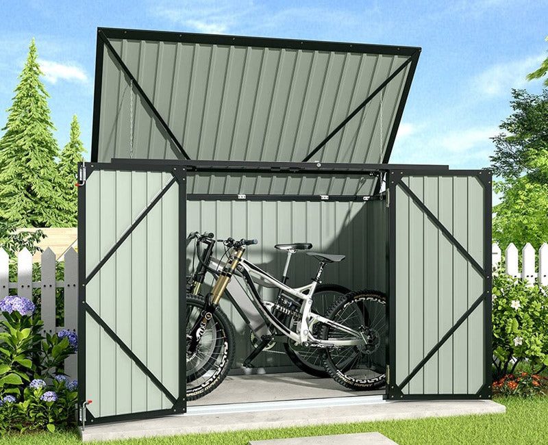 RELYARD 6X3 METAL GARBAGE SHED FOR 3 BINS OUTDOOR STORAGE