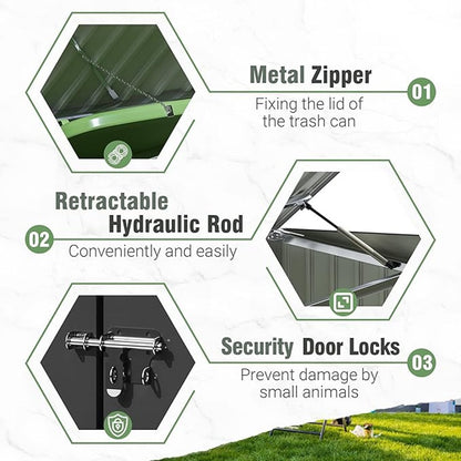 RELYARD 6X3 METAL GARBAGE SHED FOR 3 BINS OUTDOOR STORAGE