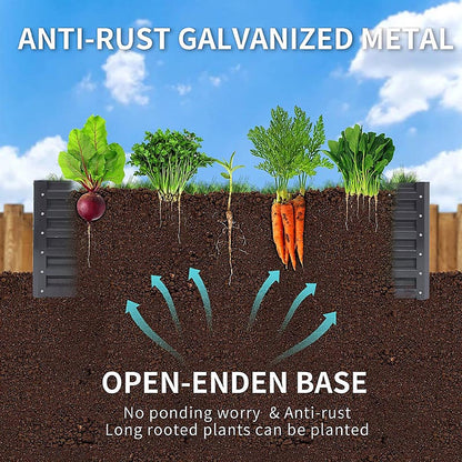 RELYARD 4x2 GALVANIZED STEEL RAISED GARDEN BED PLANTER BOX