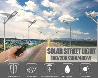 RELYARD 100W 1200Lumen/ 200W 2200Lumen/ 300W 3000Lumen/ 400W 3800Lumen, Outdoor Solar Power LED Light